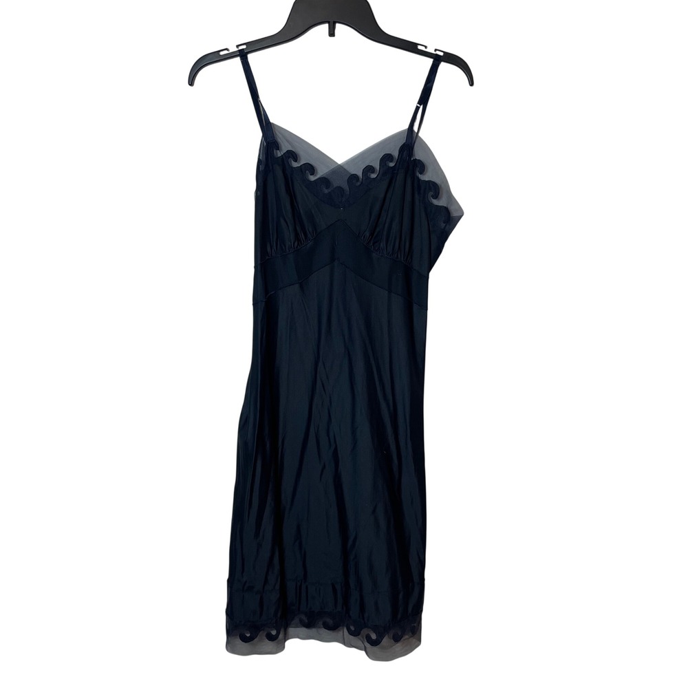 Yoland's Vintage Sleeveless Cami Lace Nightdress Navy Black Spaghetti Straps 36‎
